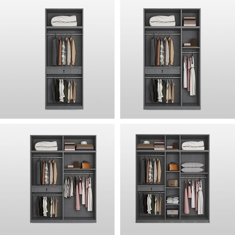 Contemporary Style Wood Wardrobe White Colour Wardrobe Closet with 1 Drawer