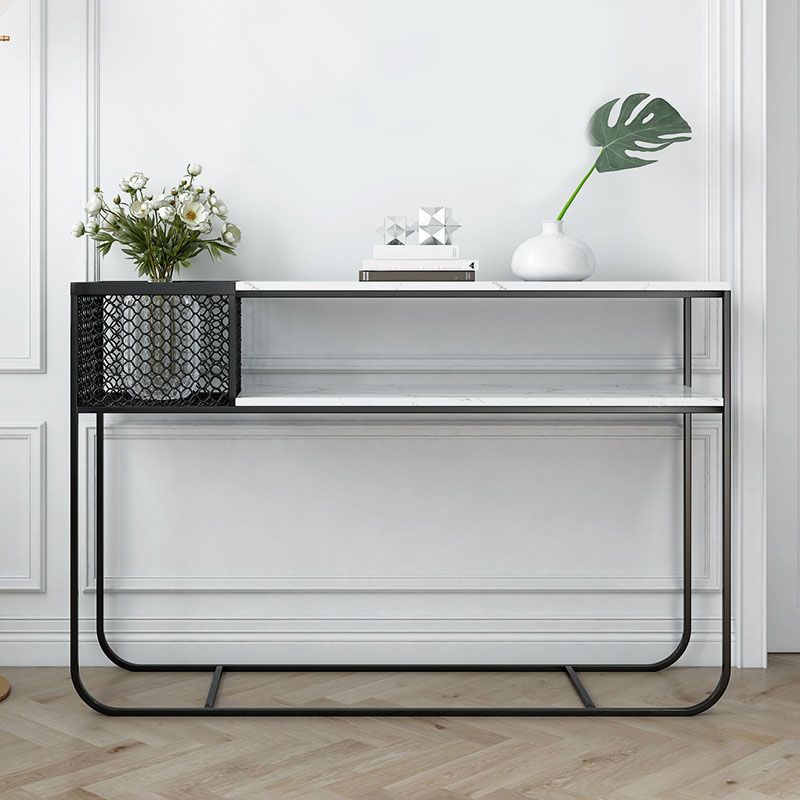 Contemporary Console Accent Table Antique Finish Sofa Console Table in Marble