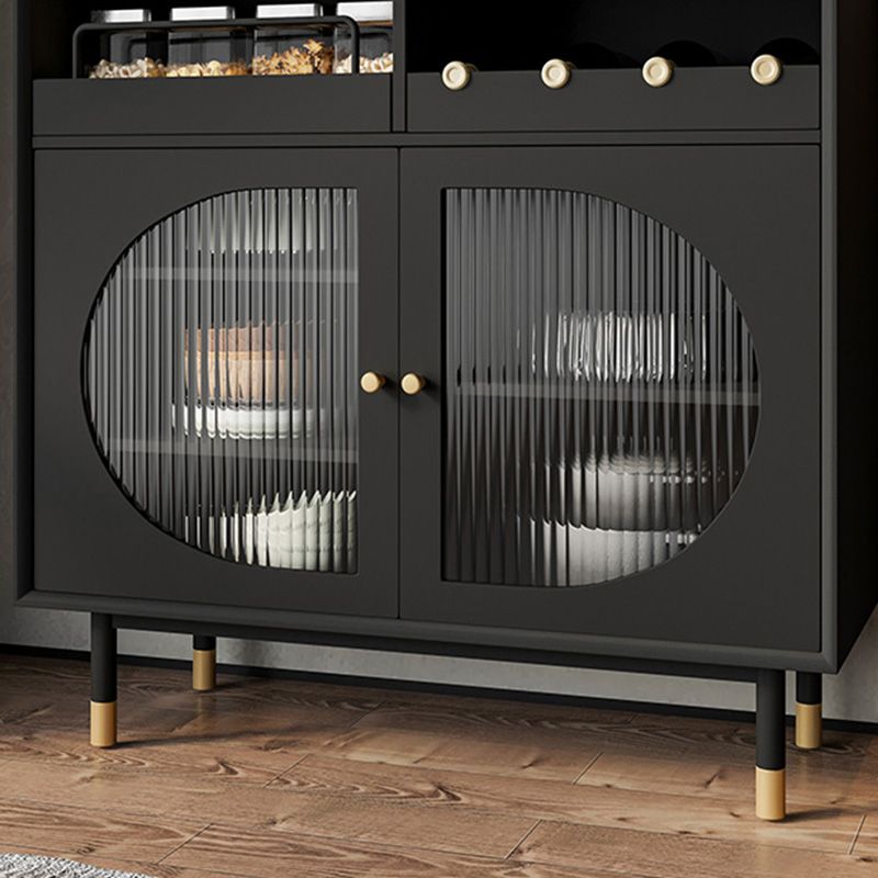 Modern Minimalist Rectangular Side Board Home Black Side Board with Door