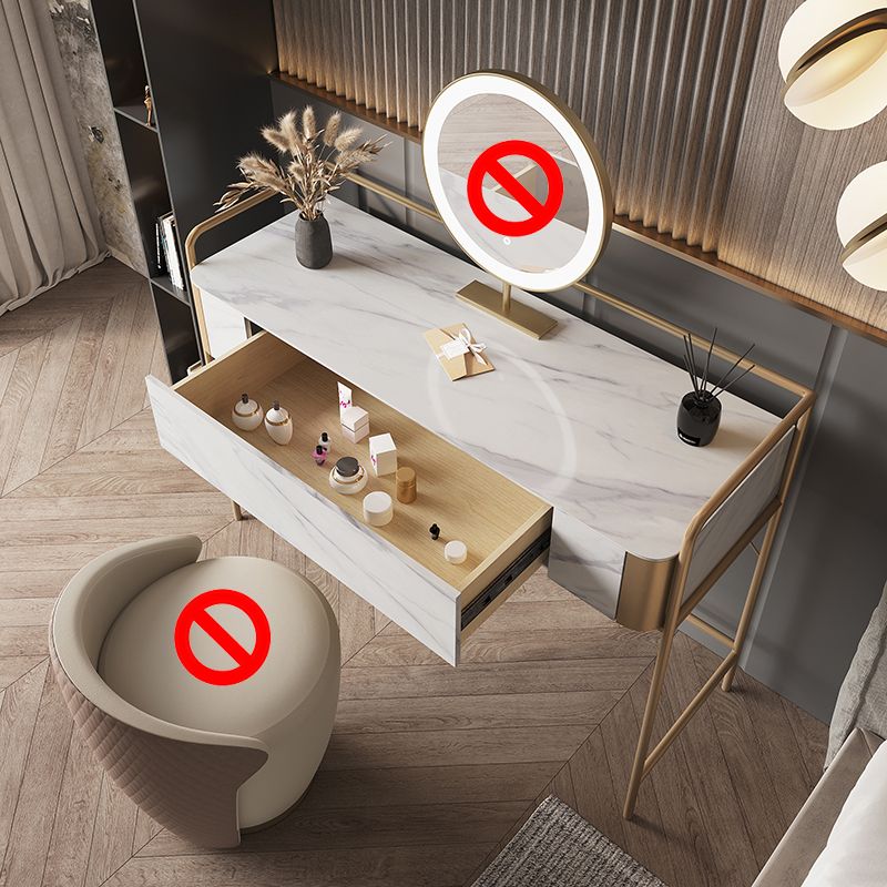 1 Storage Drawer Make-up Vanity Metal and Stone Dressing Table