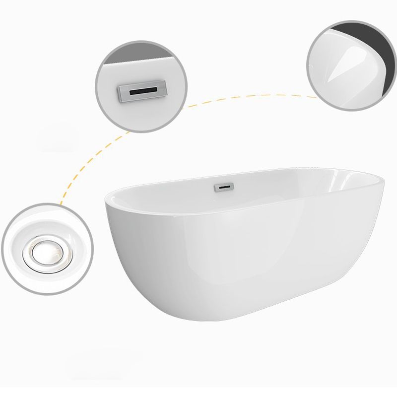 Matte Finish Acrylic Freestanding Tub Contemporary Oval Bathtub