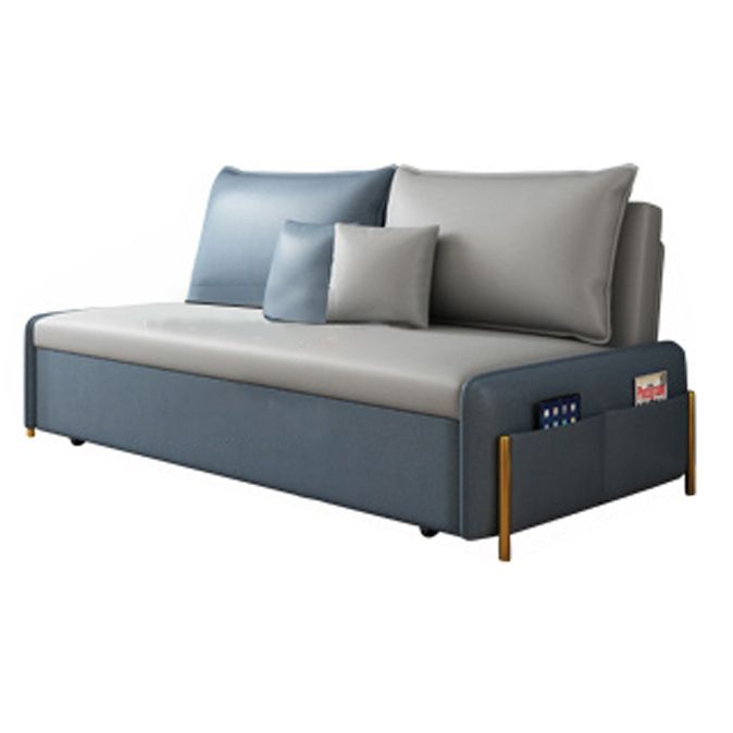 Contemporary Style Faux Leather Armless Sofa Bed for Apartment Use