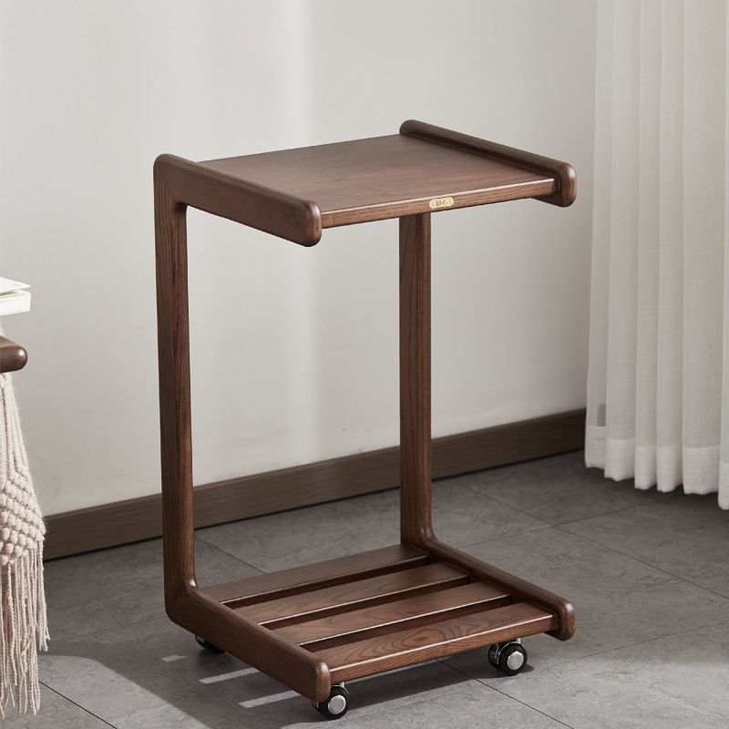 Contemporary End Table Solid Wood Brown Living Room Side Table
