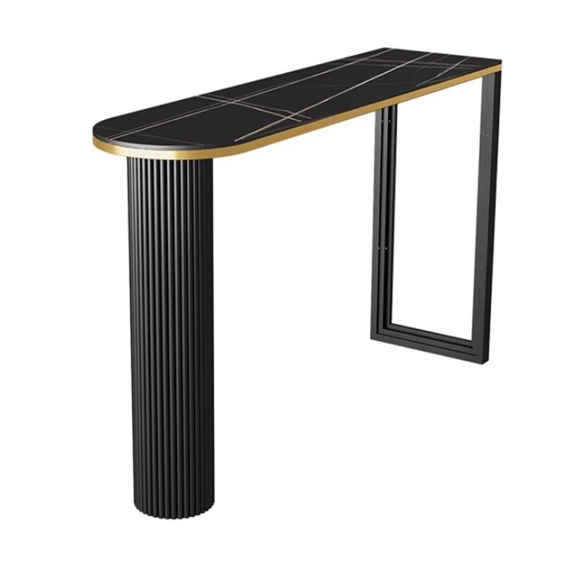 Glam Style Oval Stone Top Pub Table 42-inch Height Island Table