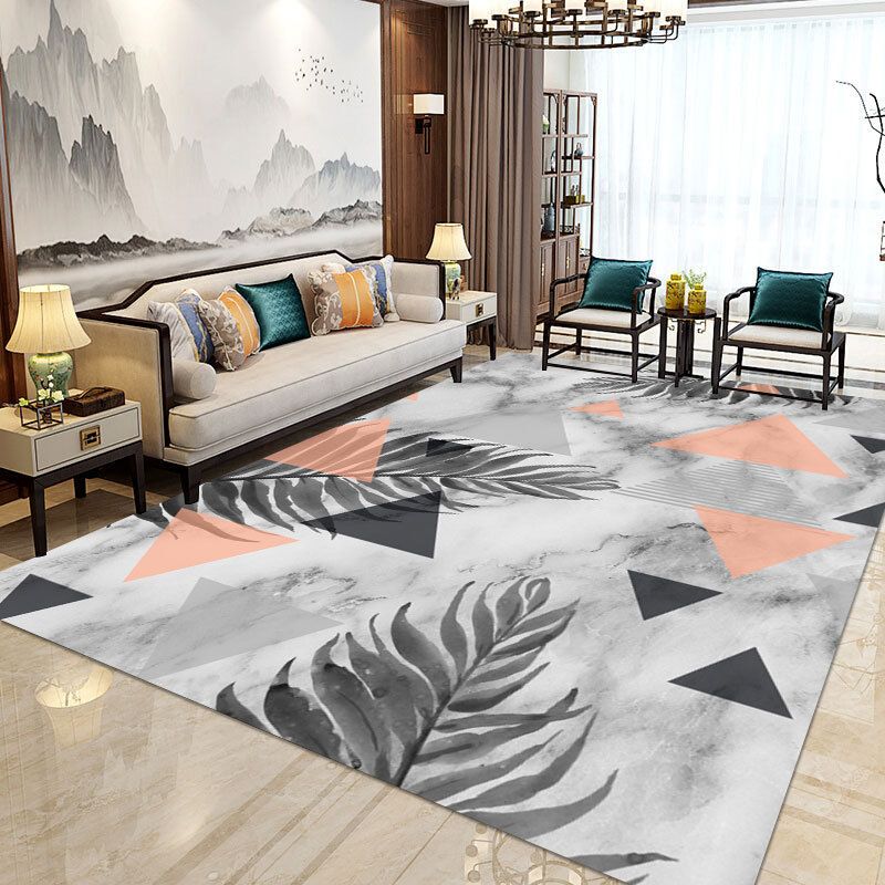 Modern Home Decorative Rug Multi Colored Geometry Area Rug Polypropylene Washable Stain Resistant Non-Slip Backing Rug