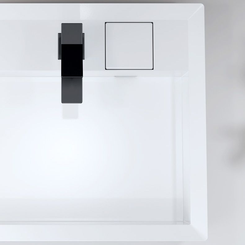 Modern Bathroom Sink Pop-Up Drain Porcelain Solid Color Rectangular Vessel