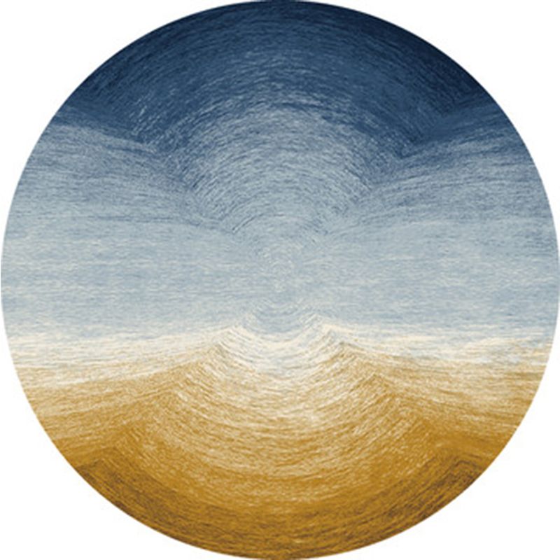 Blue and Yellow Nordic Rug Synthetics Ombre Pattern Rug Pet Friendly Machine Washable Anti-Slip Backing Carpet for Decoration