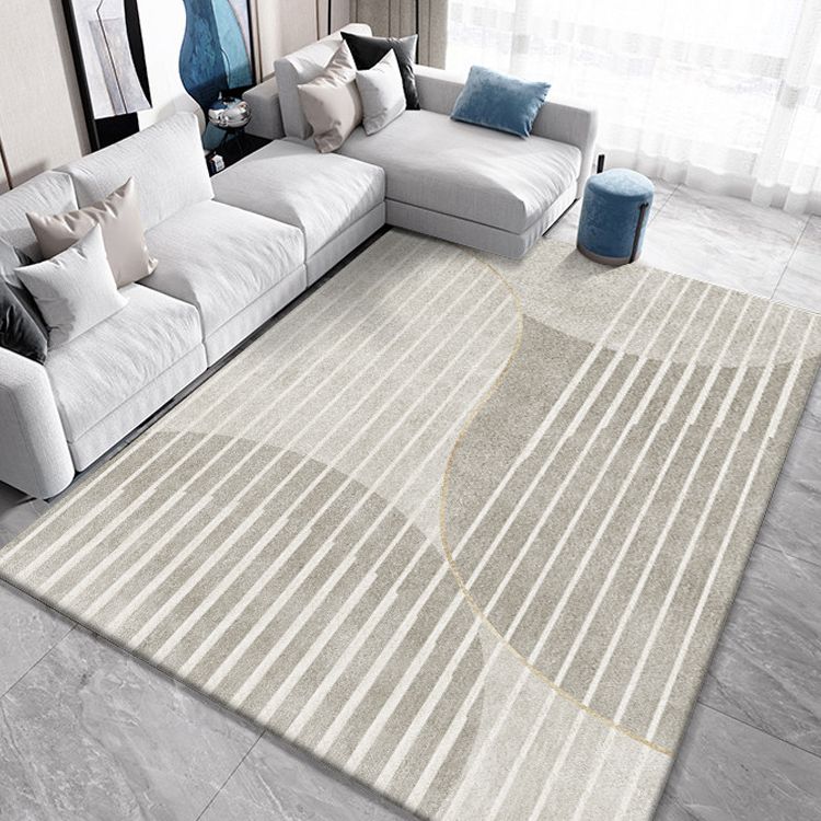 Relaxing Stripe Pattern Rug Apricot Tone Polyester Carpet Stain Resistant Indoor Rug for Home Decor