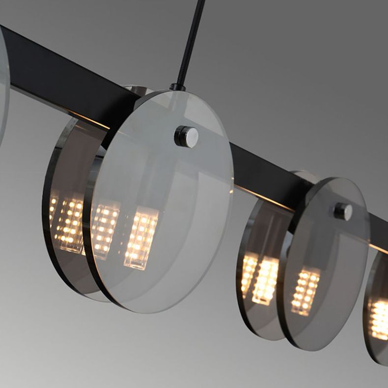 Modern Luxury Pendant Light Metal Circular Island Light with Glass Shade