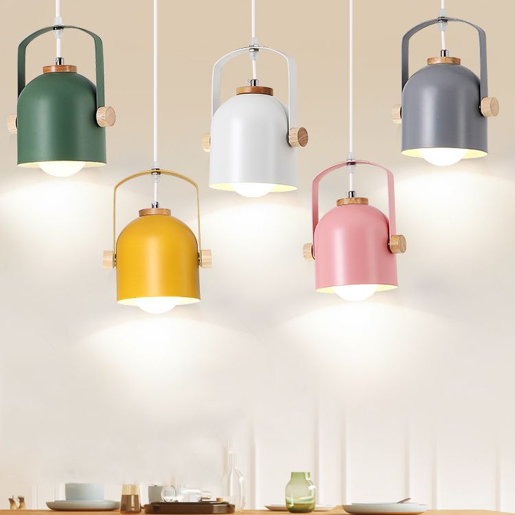 1 luce a coppa a coppa con manico Macaron Loft Alluminio appeso Luce in grigio/verde/rosa/bianco/giallo per Restaurant Hotel