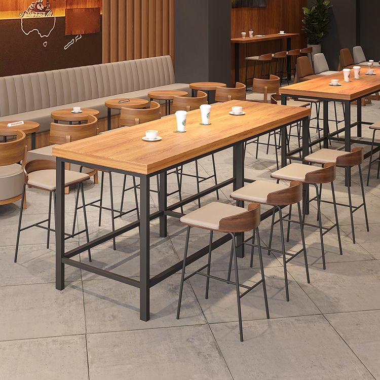 Modern Wood Bar Table Set 1/5 Pieces Counter Table with Upholstered Stools