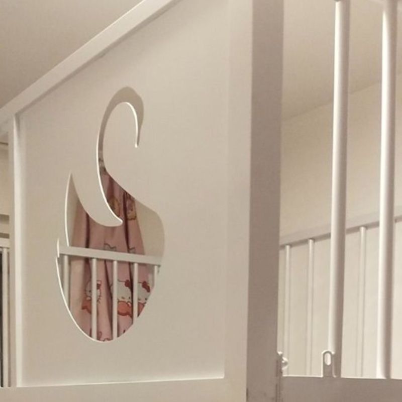 Metal Standard Loft Bed with Guardrail Black & White Iron Loft Bed with Built-In Ladder