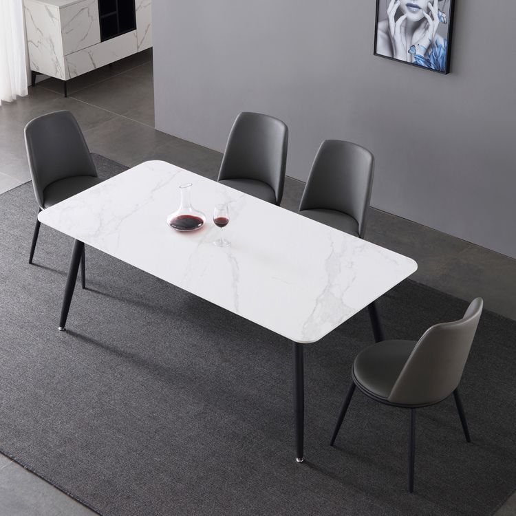 Industrial Sintered Stone Dining Table 4 Legs Base Rectangle Table for Home