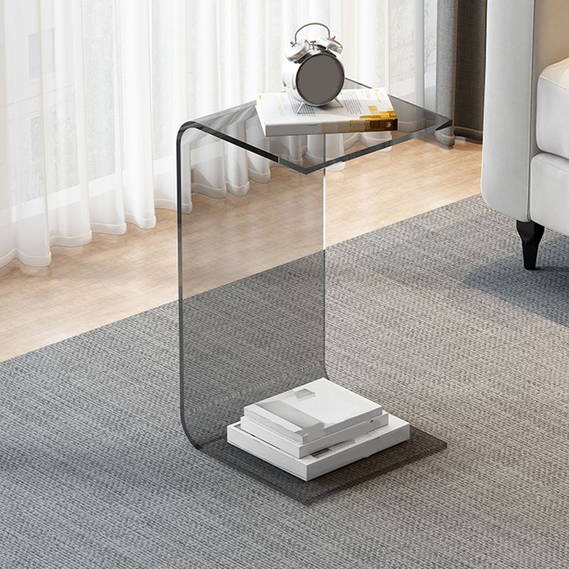 Acrylic Sofa Side Accent Table C-Shape Contemporary Corner Table for Living Room