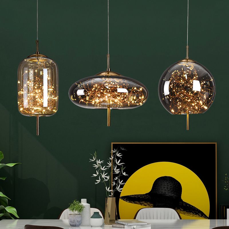 Contemporary Style Simple Pendant Light Fixtures with Glass Shade for Sitting Room Coffee Shop