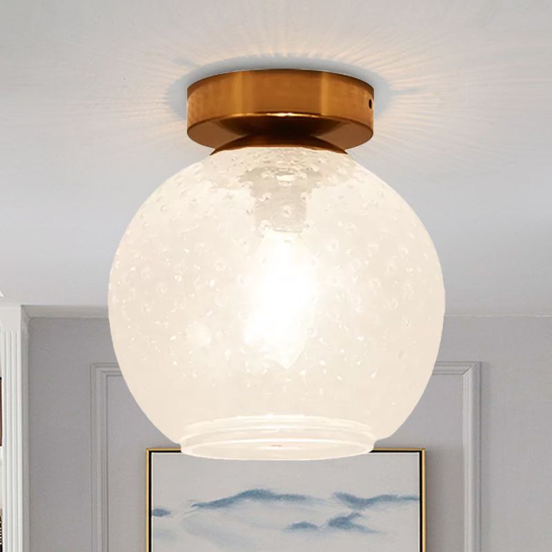 Plafonnier encastré en verre rose/jaune/bleu/transparent avec abat-jour globe minimalisme, luminaire monté au plafond pour foyer à 1 lumière