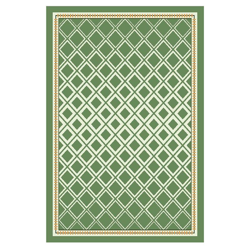 Green Diamond Area Rug Polyester Modern Rug Stain Resistant Rug for Living Room
