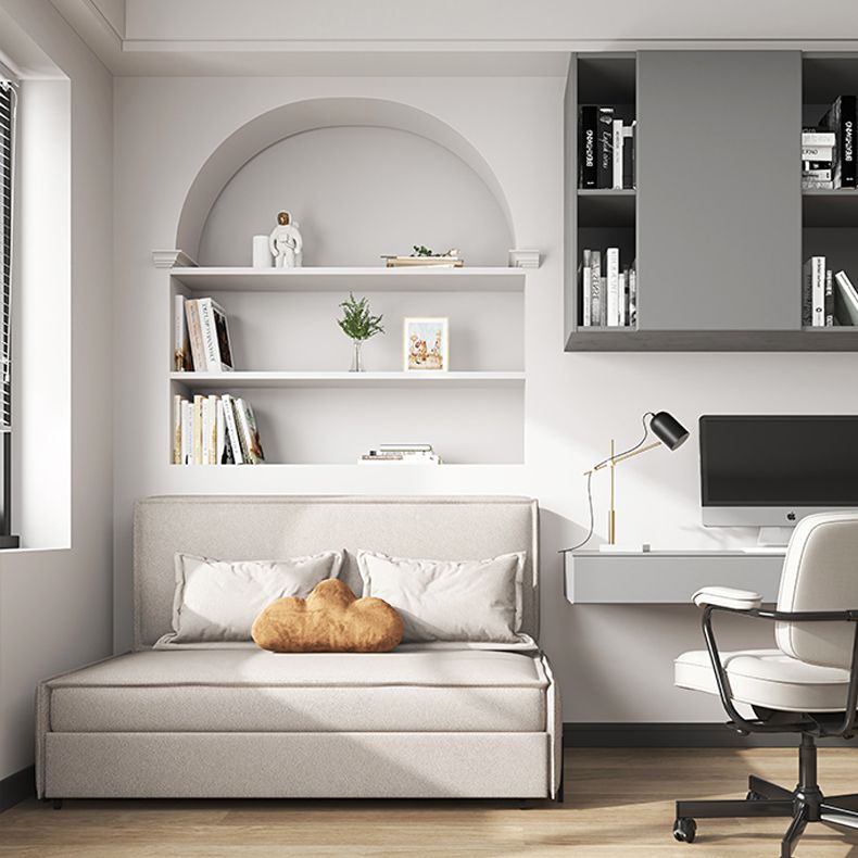 Gray Faux leather Sleeper Sofa 34.64" Wide Armless Sofa Bed with Upholstered