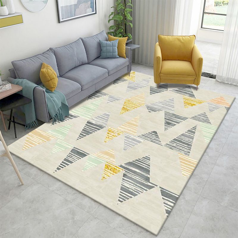 Nordic Geometric Color Block Rug Multicolor Polypropylene Carpet Pet Friendly Stain Resistant Non-Slip Rug for Sitting Room