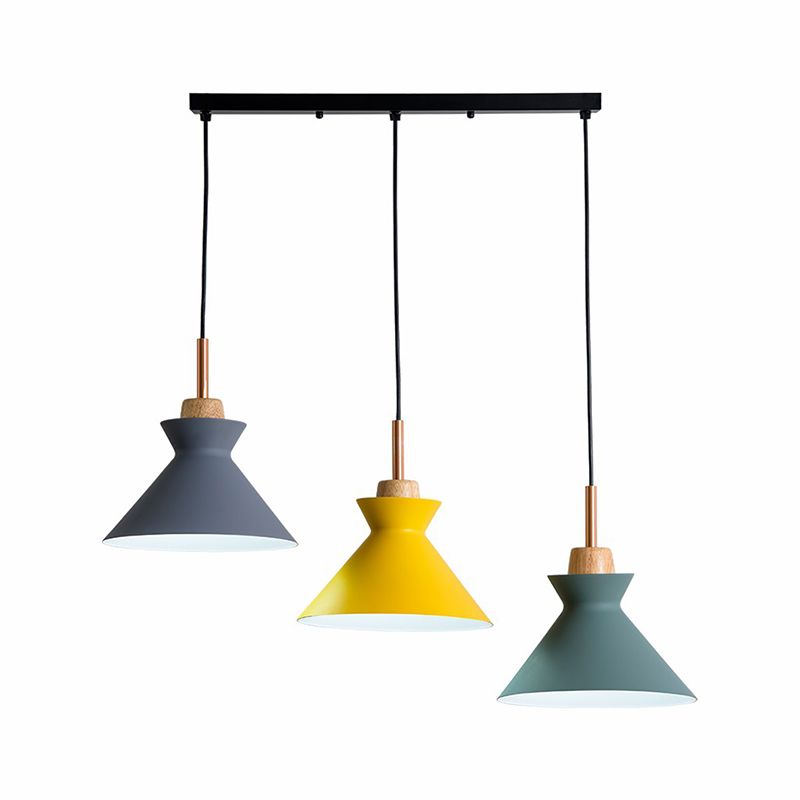 MACARON 3-Licht-Pendellampe Black Geometrisches Multi-Deckenleuchte mit Metallschatten für das Restaurant