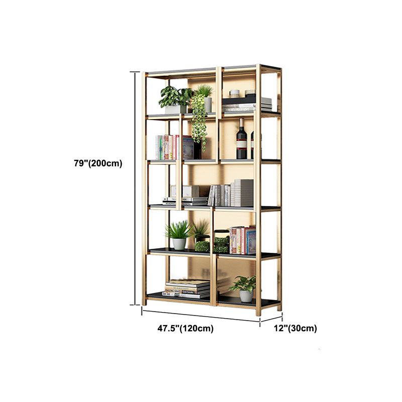 Modern Metal Bookshelf Etagere Open Shelf Bookcase in Burnish
