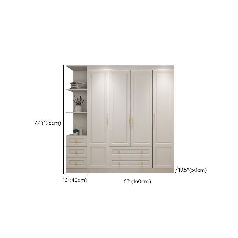 Manufactured Wood White Wardrobe for Home Modern Cabinet with Drawers