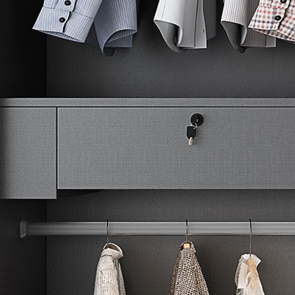 Mirrored Finish Wardrobe Armoire Modern Style Engineered Wood Wardrobe