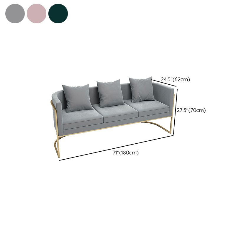 Contemporary 27.55" H Metal Frame Solid Color Velvet Tuxedo Arm Sofa