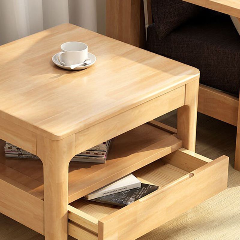 Modern 23.62" Wide End Table Sqaure 4 Legs Side Table with 1 Drawer