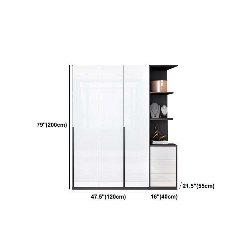 White Wooden Wardrobe Modern Cloth Rod Included Wardrobe Closet for Home