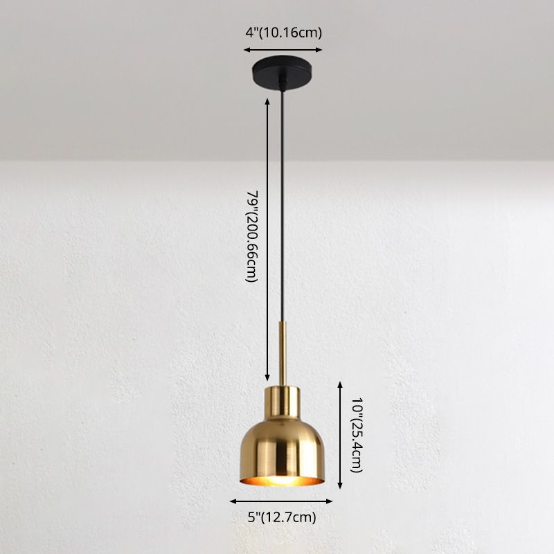 Post-modern Style Hanging Lamp Kit Simple Metal Bedroom Down Lighting Pendant in Gold