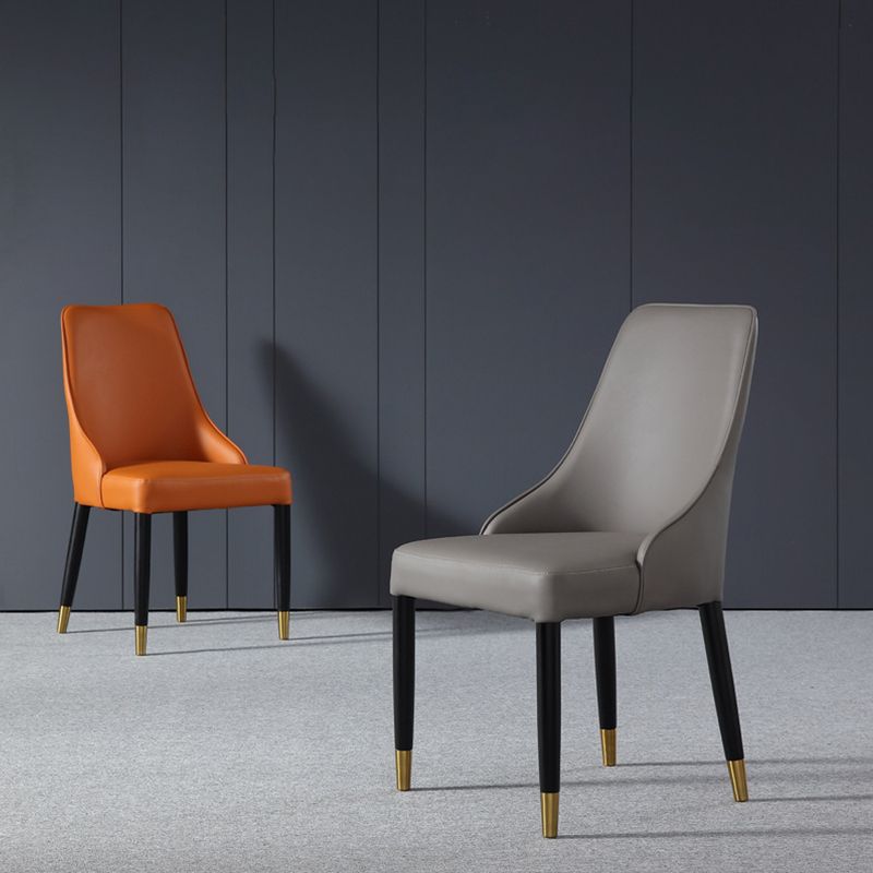 Glam Style Parsons Side Chair Leather Dining Chair for Dining Room