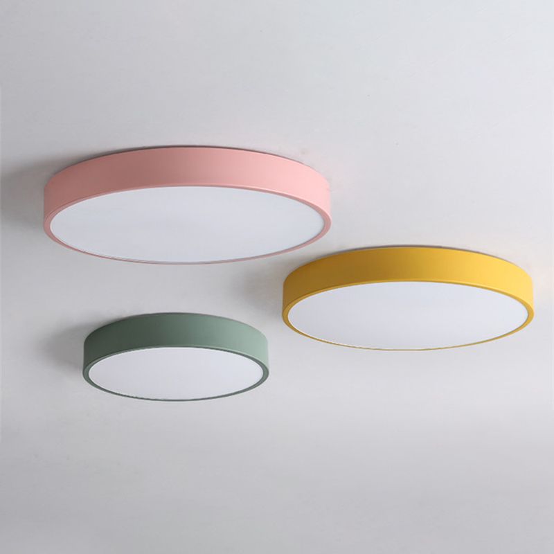 Lámpara de techo de forma redonda Macaroon, estilo moderno y sencillo, hierro, 1 luz, montaje empotrado para habitación de niños
