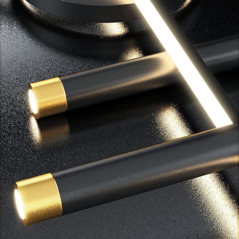 Post Modern Linear Kitchen Island Fixture in Gold / Black Aluminum LED Ceiling Pendant