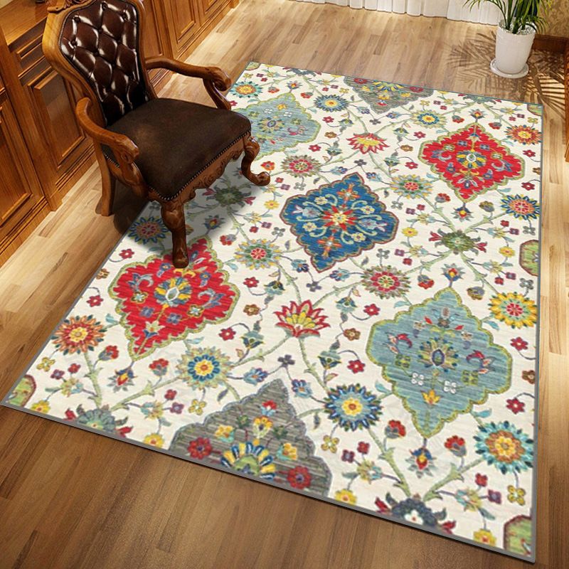 Tappeto di stampa damask marocchina multicolore in polipropilene tappeto resistente alle macchie resistenti a tappeto anti-slip per arredamento per la casa