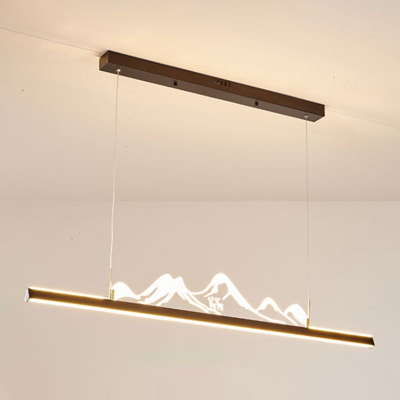 Modern Style Dining Chandelier Lamp Dining Room LED Long Strip Pendant Light Fixture