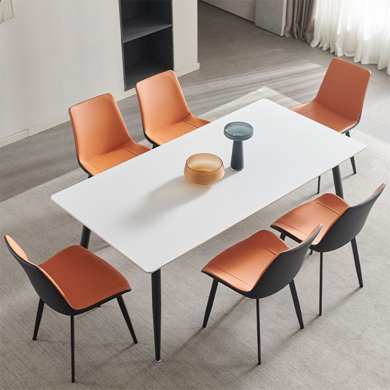Kitchen Industrial Dinner Table Stone Rectangle 4 Legs Dining Table