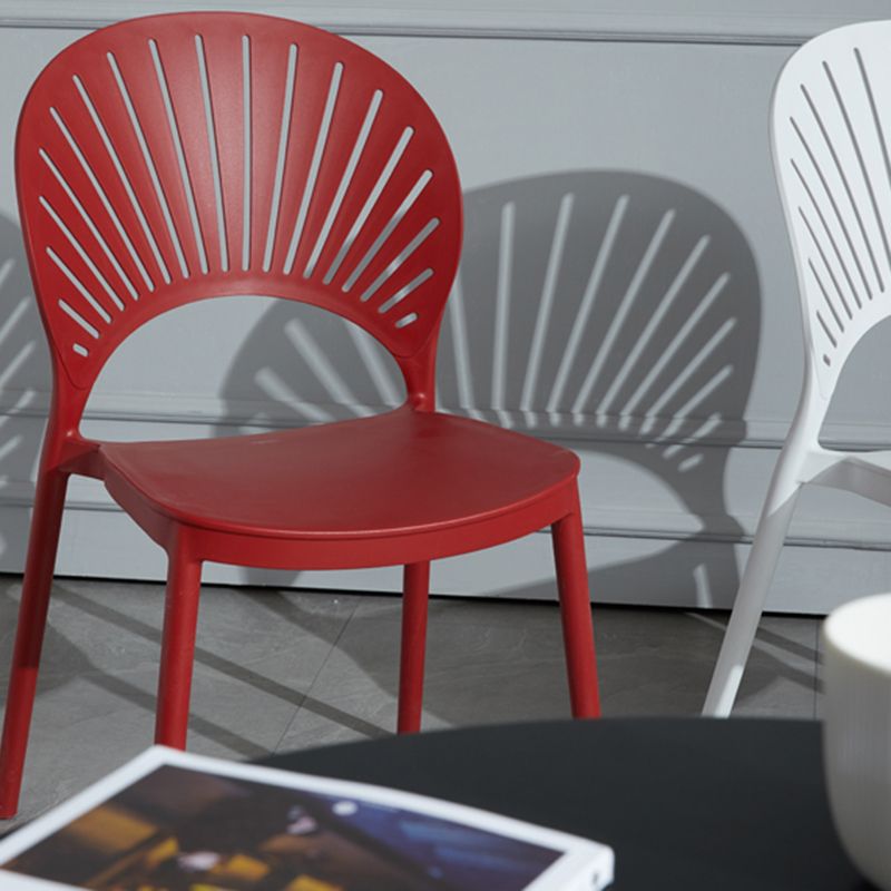 Scandinavian Plastic Armless Chair Kitchen Dining Room Open Back Chair