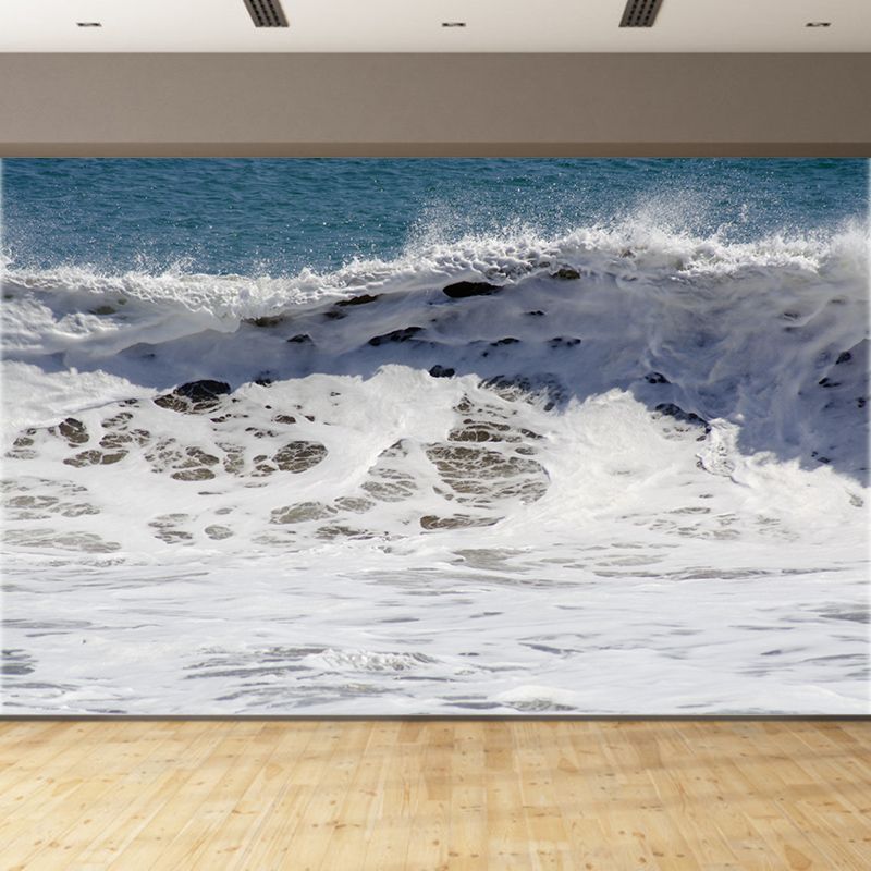 Sea Mural Wallpaper Modernist Nature Scenery Wall Covering in Light Color