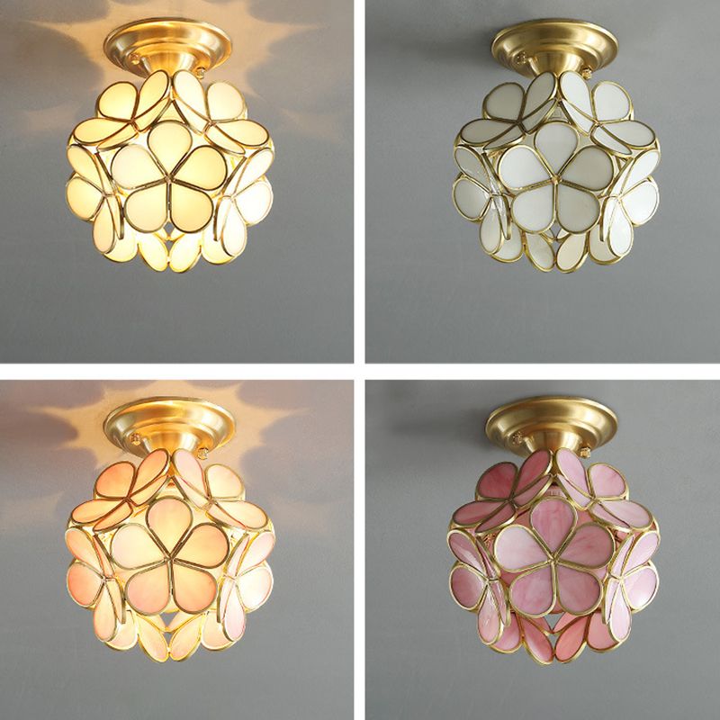 Ceiling Mounted Fixture Minimalist Style Shaded Glass Close to Ceiling Lighting Fixture