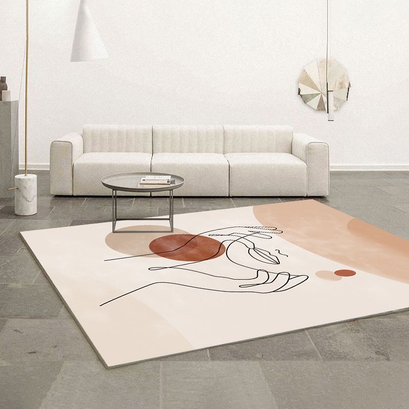 Pink Nordic Carpet Polyester Color Piece Area Carpet Washable Carpet for Living Room