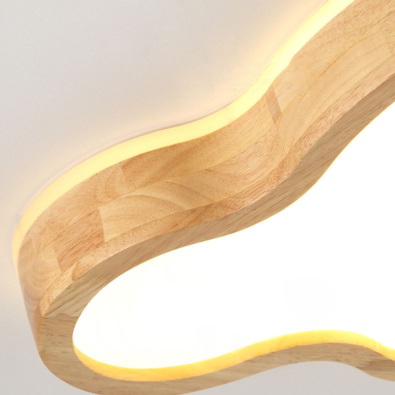 Contemporary Creative Wooden LED Flush Mount Ceiling Light for Living Room