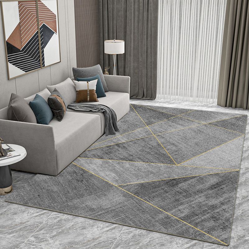 Grijs modern tapijt geometrisch patroon polyester gebied tapijt niet-slip achterste ruggebied tapijt voor woningdecoratie