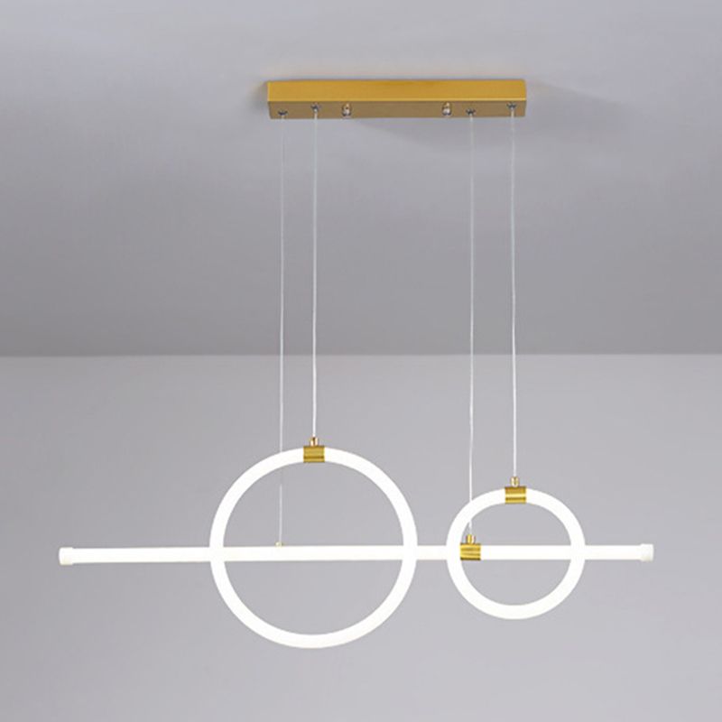 Geometric Island Lights Modern Pendant Chandelier Metal 3 Light Island Lamp in White for Dining Room