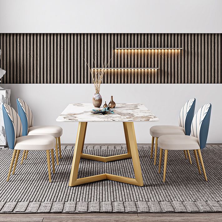 Iron and Slate Table Glam Style Simple Home Rectangular Dining Table