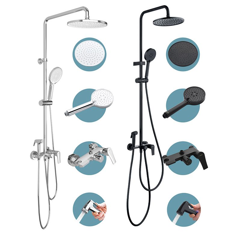 Wall Mounted Shower System Contemporary Adjustable Shower Head Combo