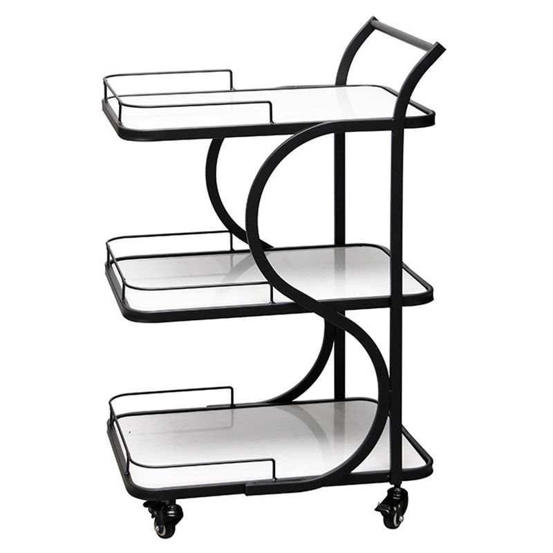 33.46" High Contemporary Prep Table Rolling Metal Prep Table for Home