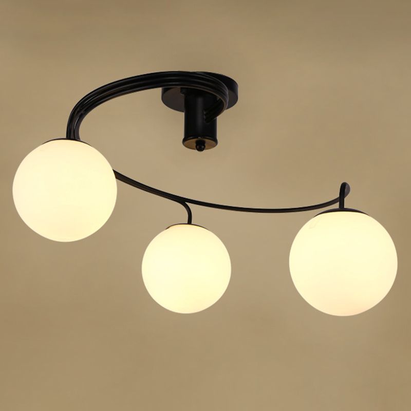 Kugel Halbblöde Deckenleuchten traditioneller Milchglas Deckenmontage Kronleuchter für Wohnzimmer