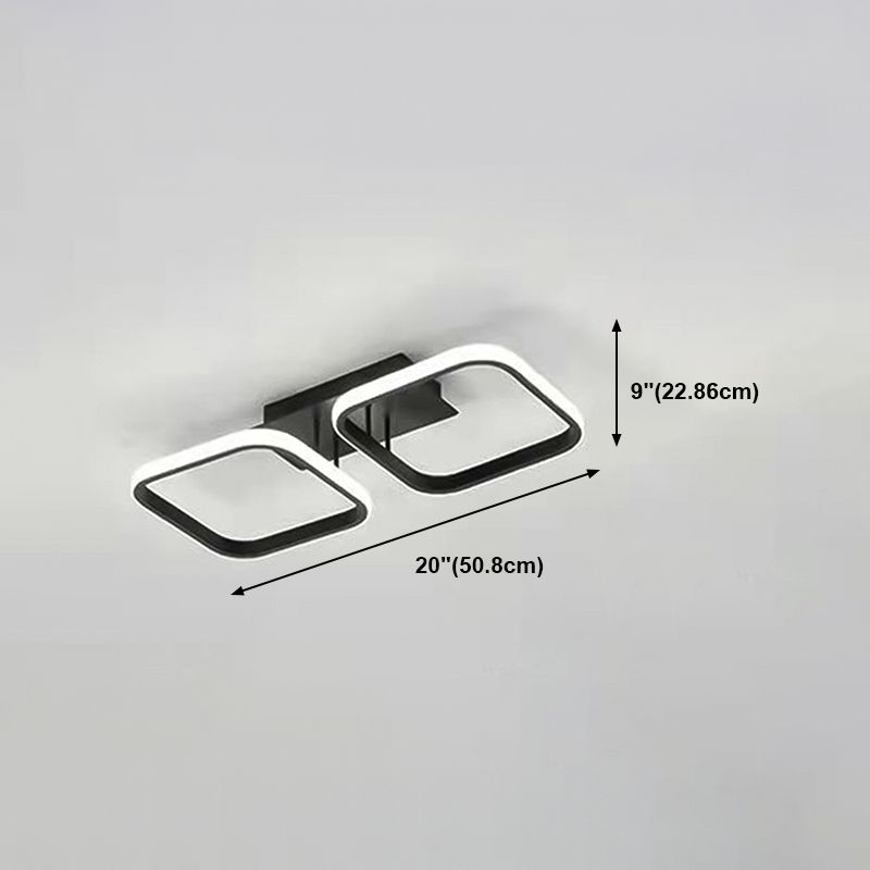 Metall quadratische Schatten Flush Deckenleuchte moderne Multi -Leuchten Flush -Montierung in Schwarz