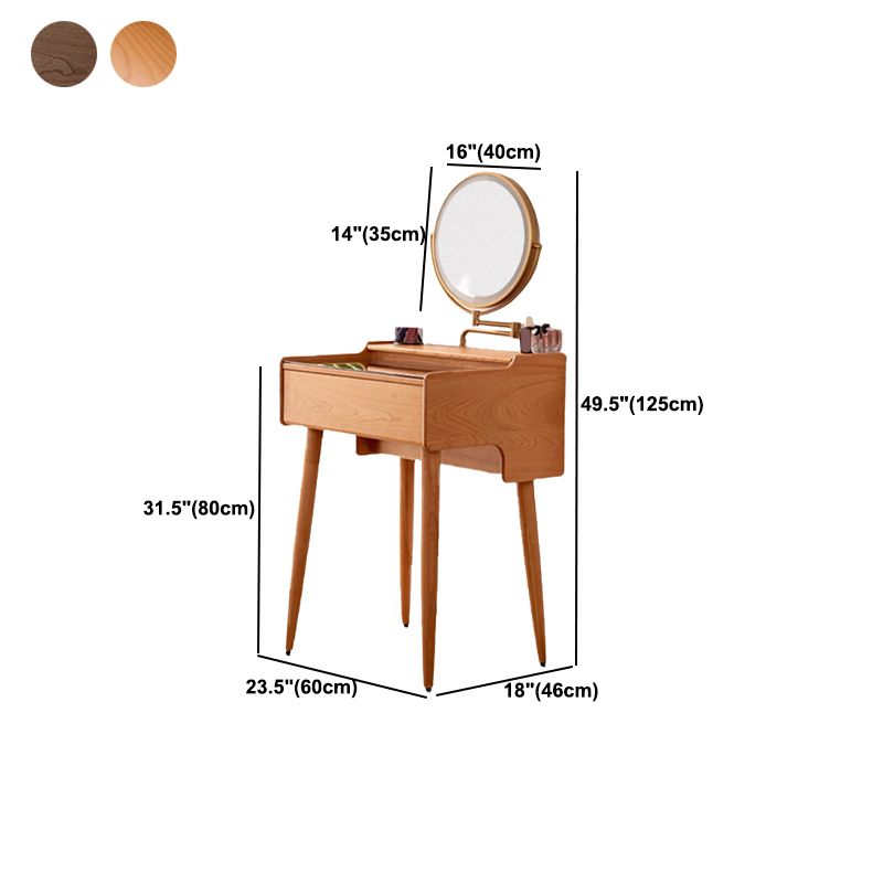 Glass Makeup Counter 18.11" Wide Solid Wood Vanity Tables with 1 Storage Drawers